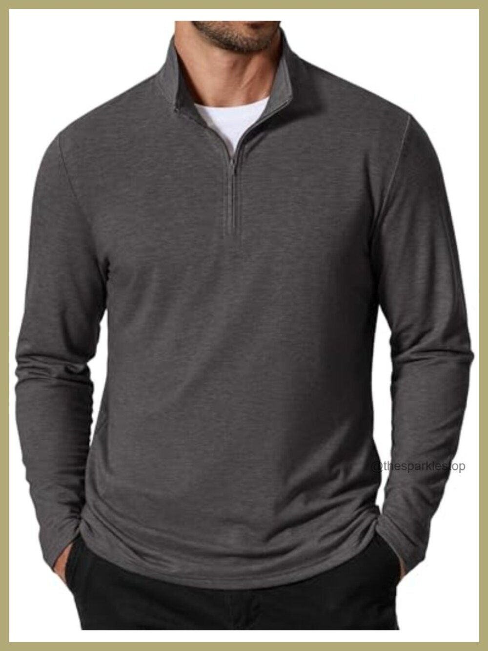Men's Quarter Zip Pullover Lightweight Mock Neck Sweatshirt Casual Long Sleeve